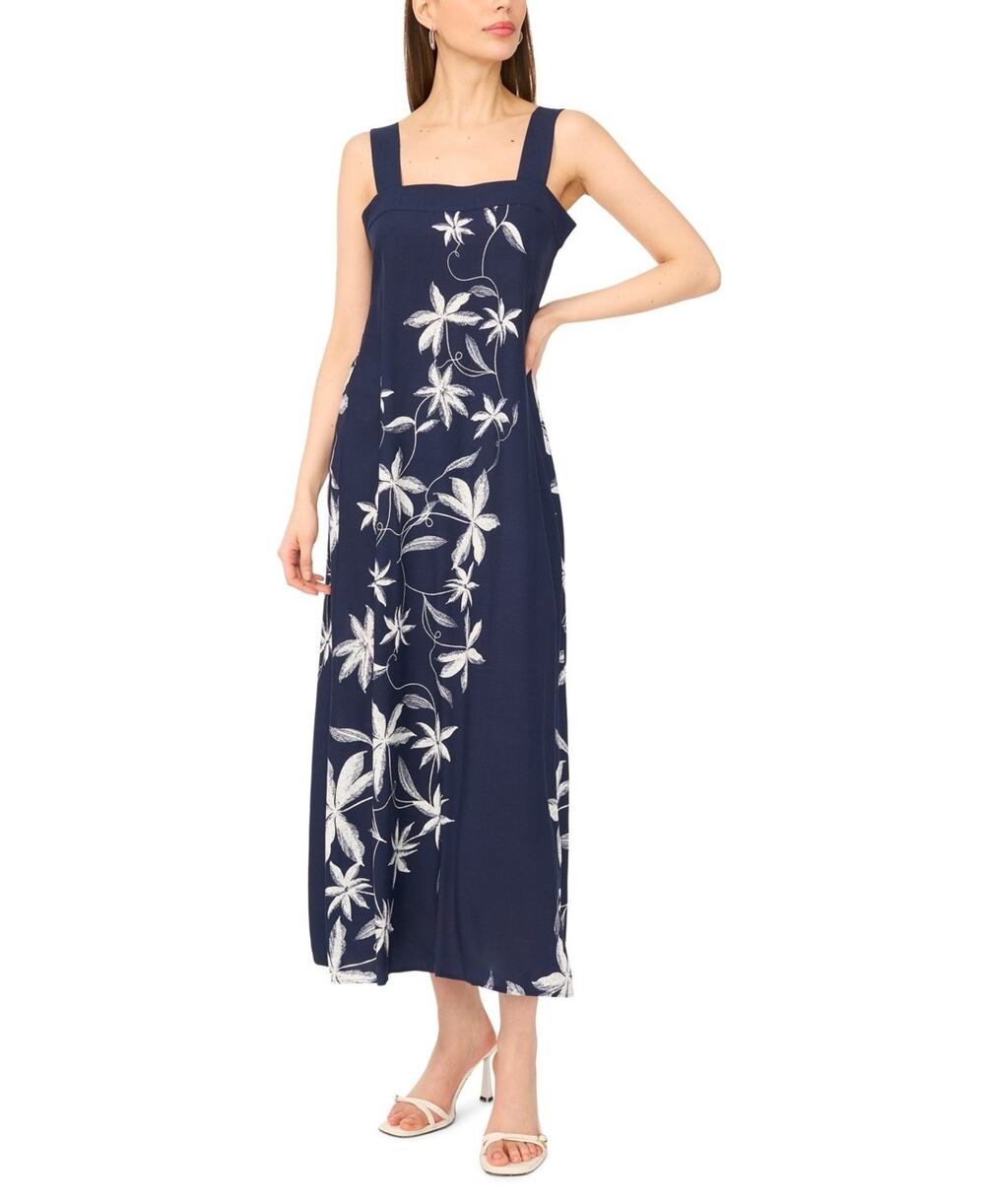 MSK Women's Square Neck Thick Strap Maxi Dress Navy Size M 2721